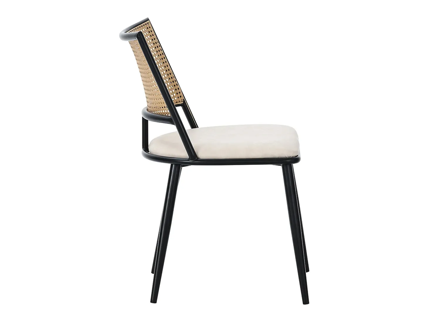 Silla de ratán con asiento de PU, diseño moderno, color negro (60x59x49 cm)