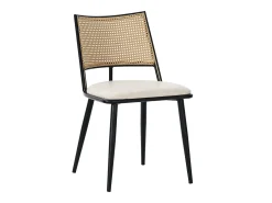 Silla de ratán con asiento de PU, diseño moderno, color negro (60x59x49 cm)
