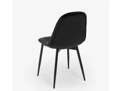 Silla de restaurante de cocina de comedor en terciopelo de diseño moderno Lozan - Negro