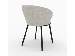 Silla de tejido beige con patas de metal negro - Angèle