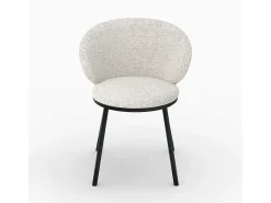 Silla de tejido beige con patas de metal negro - Angèle