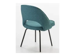 Silla de tela azul Rudy con patas de metal negro