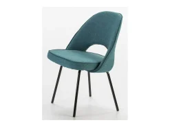 Silla de tela azul Rudy con patas de metal negro