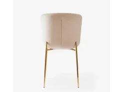 Silla de tela de diseño para salón-comedor con patas doradas Virin - Beige