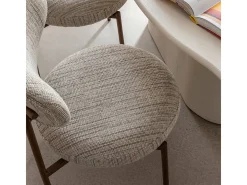 Silla de tela gris chiné, patas con efecto madera Kanoa (lote de 2)