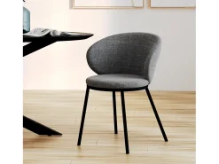Silla de tela gris y patas de metal negro - Angèle