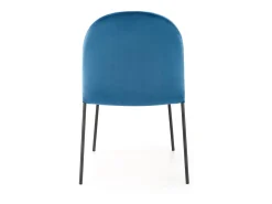 Silla de terciopelo azul con finas patas de metal negro MEET