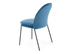 Silla de terciopelo azul con finas patas de metal negro MEET