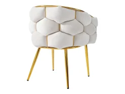 Silla de terciopelo beige y metal dorado con patas ajustables