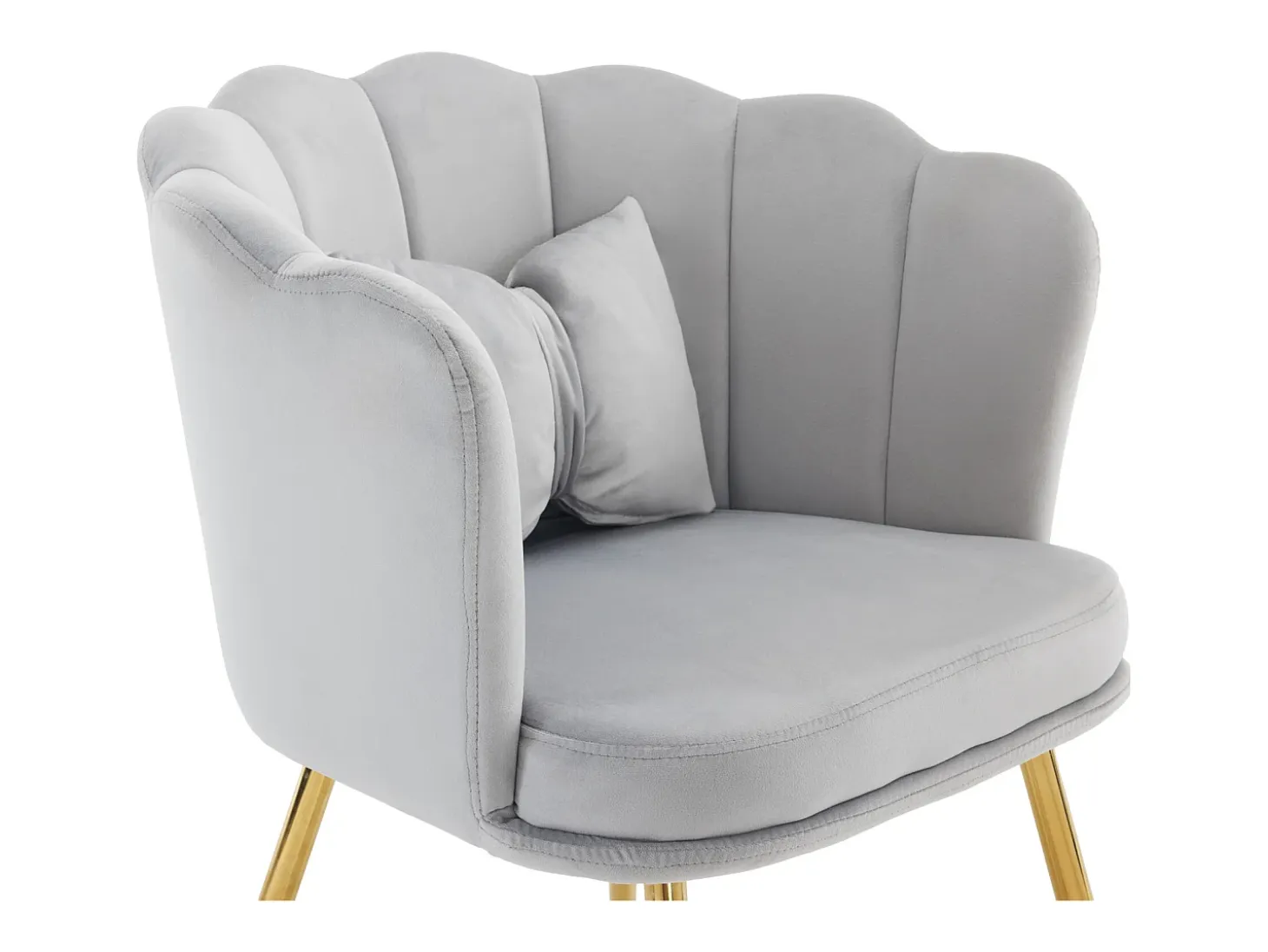Silla de terciopelo con soporte lumbar - Patas de metal dorado - Gris