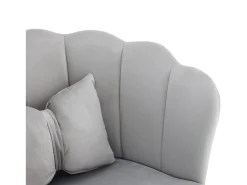 Silla de terciopelo con soporte lumbar - Patas de metal dorado - Gris