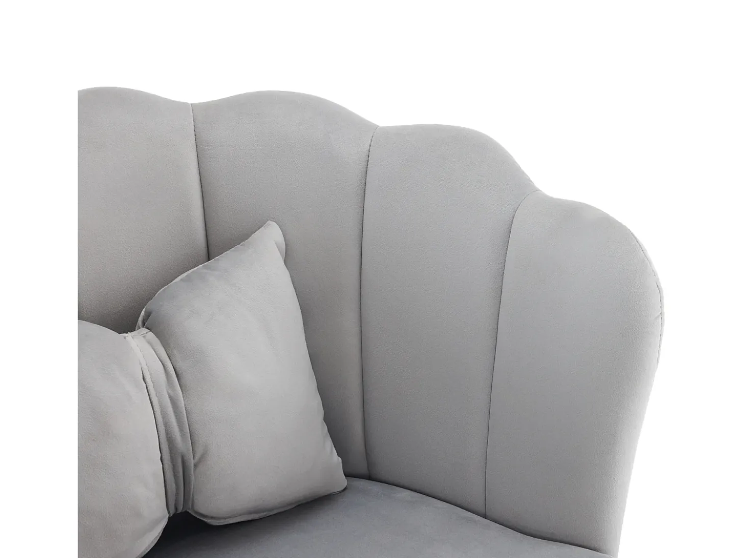 Silla de terciopelo con soporte lumbar - Patas de metal dorado - Gris