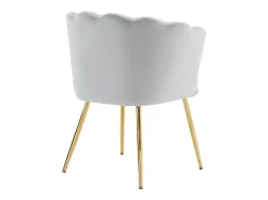 Silla de terciopelo con soporte lumbar - Patas de metal dorado - Gris