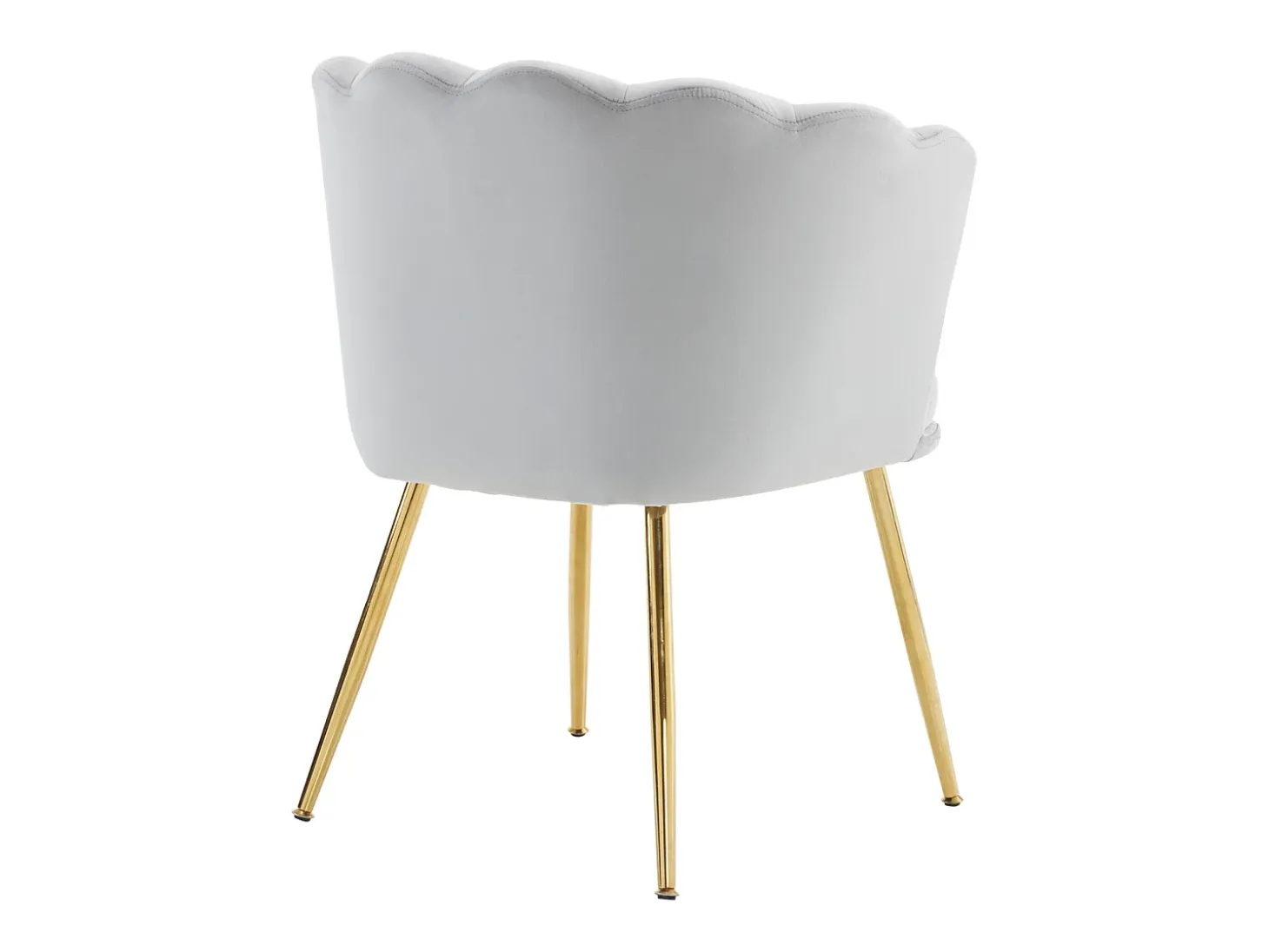 Silla de terciopelo con soporte lumbar - Patas de metal dorado - Gris