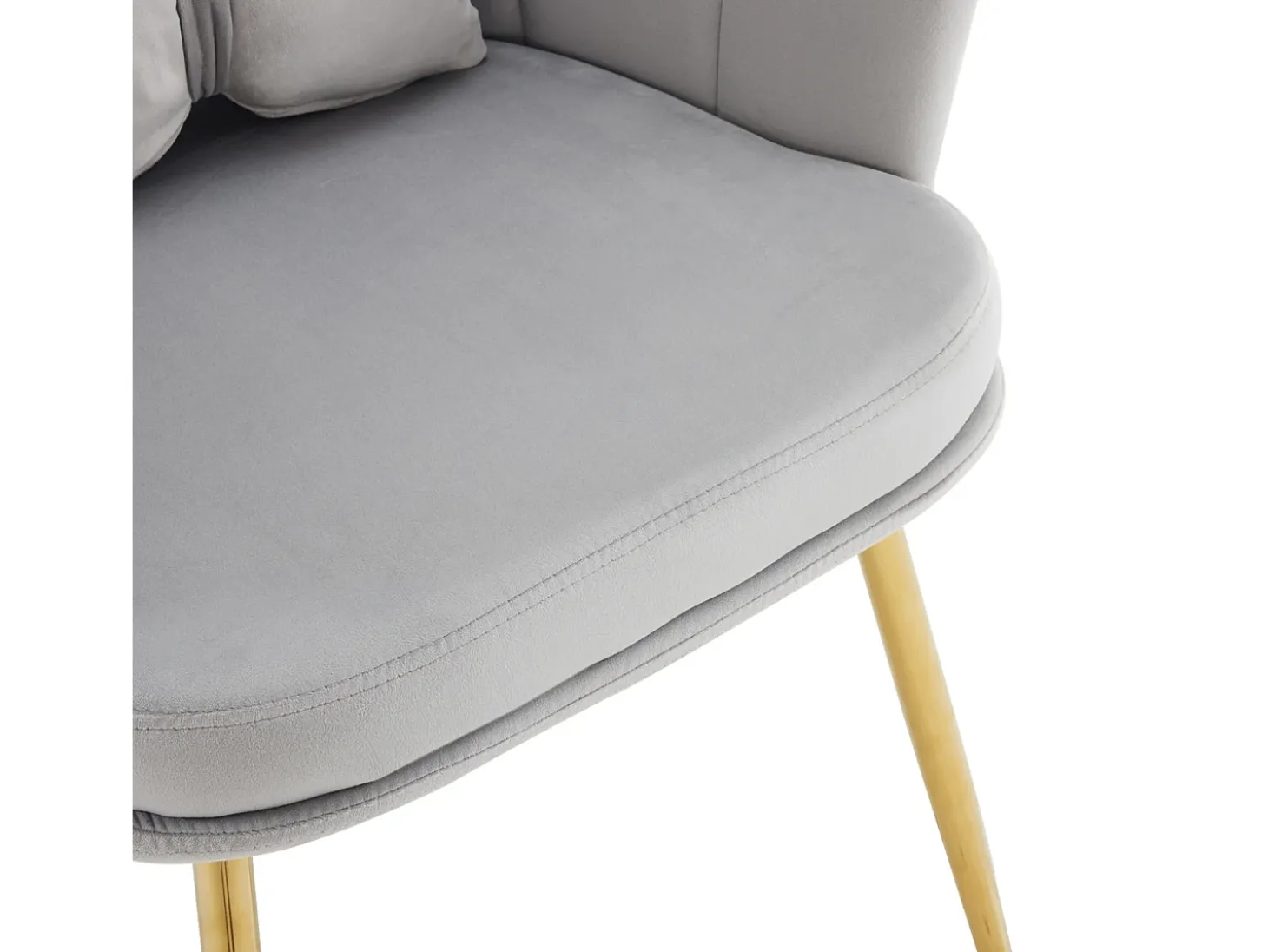 Silla de terciopelo con soporte lumbar - Patas de metal dorado - Gris