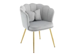Silla de terciopelo con soporte lumbar - Patas de metal dorado - Gris
