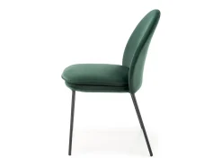 Silla de terciopelo verde con finas patas de metal negro MEET