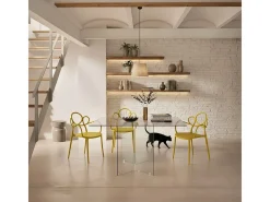 Silla diseño moderno elegante de polipropileno con reposabrazos Derby - Amarillo