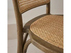 Silla efecto vintage de madera y ratán, set de 2 marrón viejo