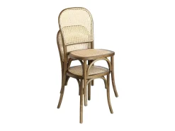 Silla efecto vintage de madera y ratán, set de 2 marrón viejo