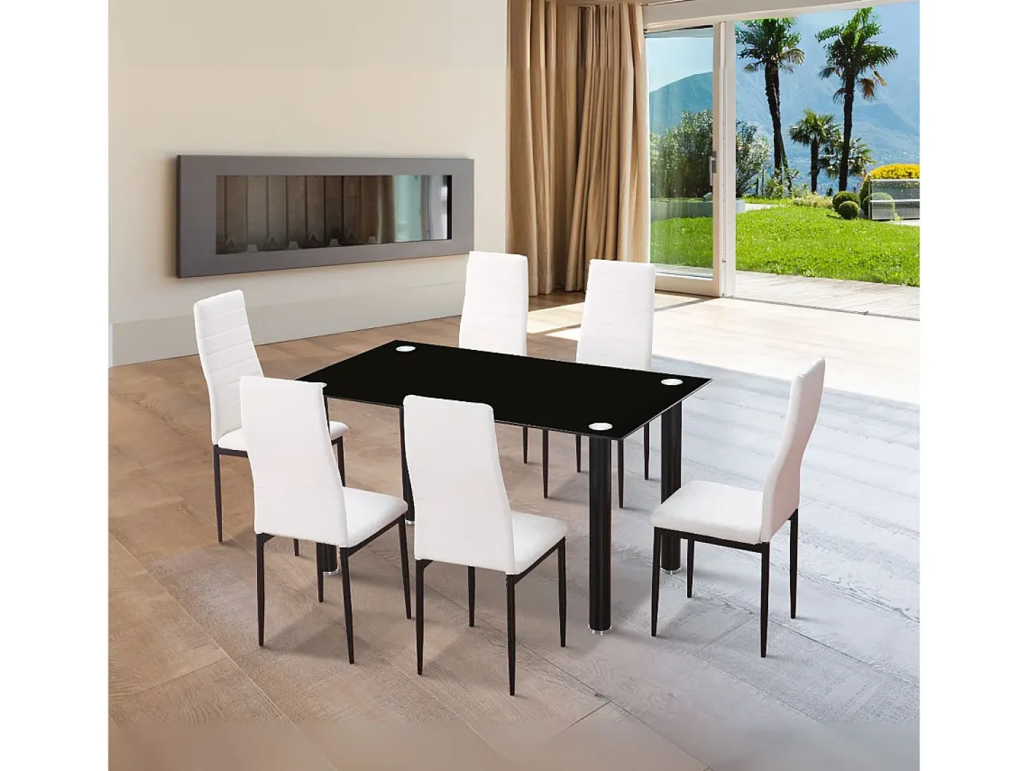 Silla Emiset acolchado polipiel blanco 97x44x49 cm