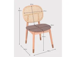 Silla en madera de haya y ratán natural con cojín de algodón - Marsh - Haya natural