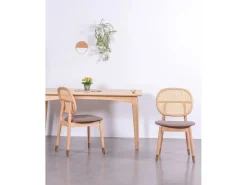 Silla en madera de haya y ratán natural con cojín de algodón - Marsh - Haya natural