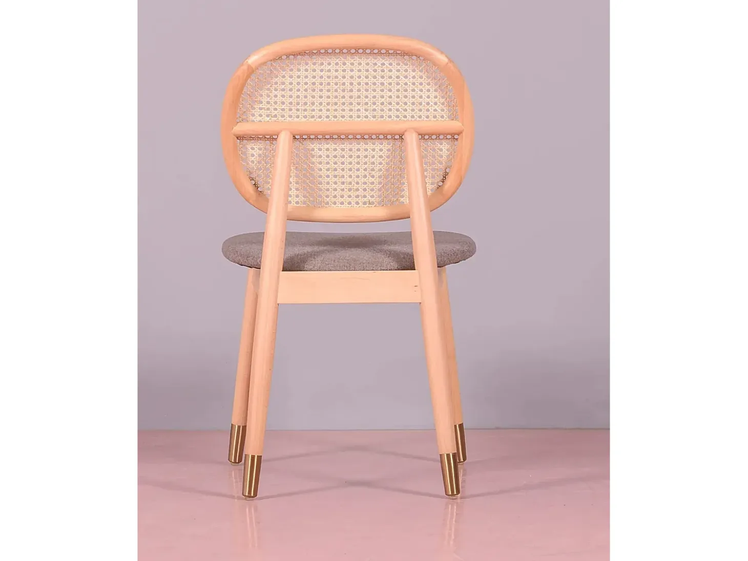 Silla en madera de haya y ratán natural con cojín de algodón - Marsh - Haya natural