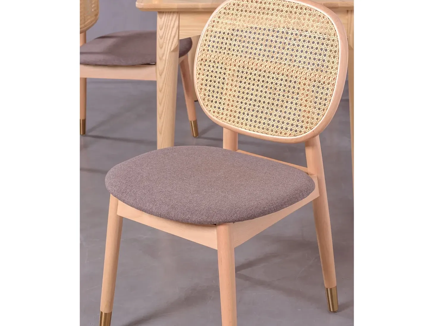 Silla en madera de haya y ratán natural con cojín de algodón - Marsh - Haya natural