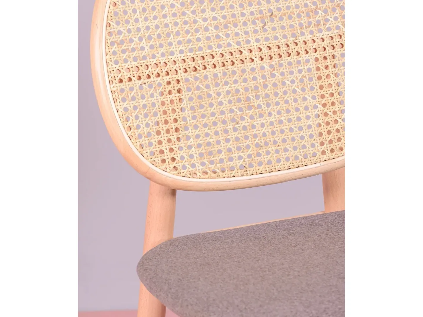 Silla en madera de haya y ratán natural con cojín de algodón - Marsh - Haya natural
