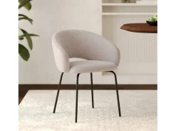 Silla en tela beige jaspeada y patas negras - Milly