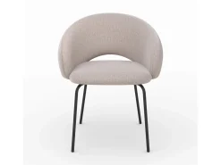 Silla en tela beige jaspeada y patas negras - Milly