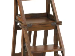 Silla escalera Kingo de madera maciza de caoba