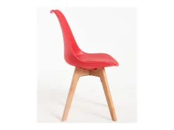Silla escandinava con cojín rojo imitación Ginebra