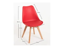 Silla escandinava con cojín rojo imitación Ginebra