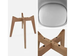 Silla escandinava con patas de madera de haya, set de 4 gris