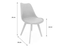 Silla escandinava con patas de madera de haya, set de 4 gris