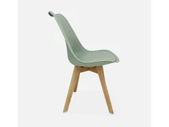 Silla escandinava con patas de madera de haya, set de 4 verde celadón