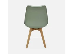 Silla escandinava con patas de madera de haya, set de 4 verde celadón