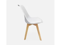 Silla escandinava con patas de madera de haya, set de 4 blanco