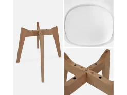Silla escandinava con patas de madera de haya, set de 4 blanco