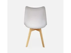 Silla escandinava con patas de madera de haya, set de 4 blanco