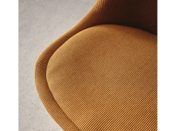 Silla escandinava de madera de haya y pana fina, set de 4 ocre