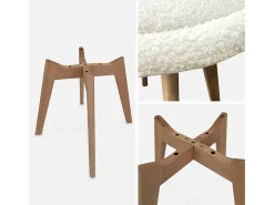 Silla escandinava de madera de haya y borreguito, set de 4 blanco