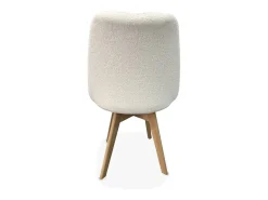 Silla escandinava de madera de haya y borreguito, set de 4 blanco