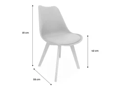 Silla escandinava de madera de haya y borreguito, set de 4 blanco