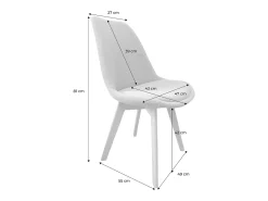 Silla escandinava de madera de haya y pana fina, set de 4 blanco roto
