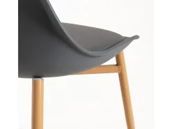 Silla escandinava Kany - Confort en símil piel y patas de madera natural-Color Gris