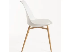Silla escandinava Kany - Confort en símil piel y patas de madera natural-Color Negro