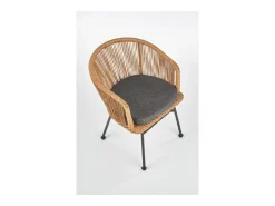 Silla estilo ratán con cojín y patas de metal negro BLOOM